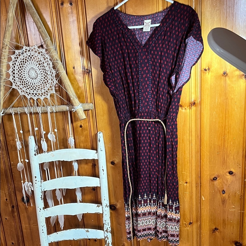 Faded Glory Black and Red Patterned Maxi Dress - Picture 3 of 6